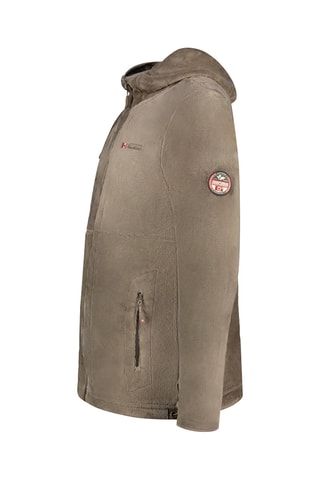 Veste polaire à capuche Utah Hood - Taupe et rouge