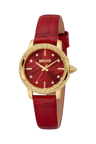 Leren Quartz Horloge - Rood en Goudkleurig