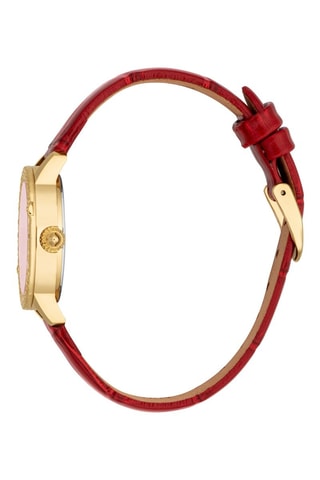 Leren Quartz Horloge - Rood en Goudkleurig