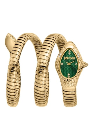 Stalen Quartz Horloge - Goudkleurig en Groen