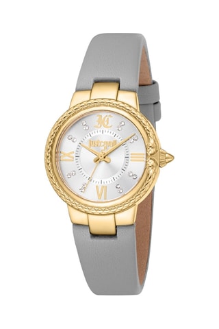 Leren Quartz Horloge - Grijs en Goudkleurig