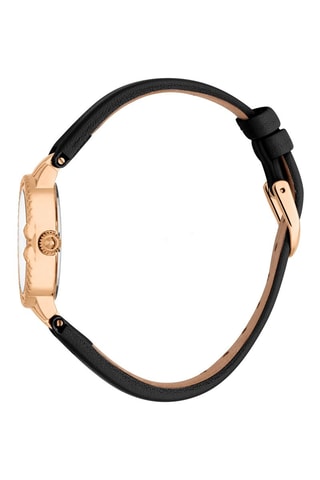 Leren en Roséverguld Quartz Horloge