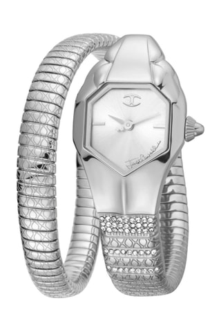 Stalen Quartz Horloge met Tsjechische Kristallen - Zilverkleurig