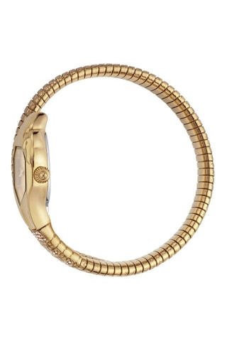 Stalen Quartz Horloge met Tsjechische Kristallen - Goudkleurig