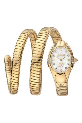 Roestvrijstalen Horloge en Tsjechische kristallen - Goudkleurig