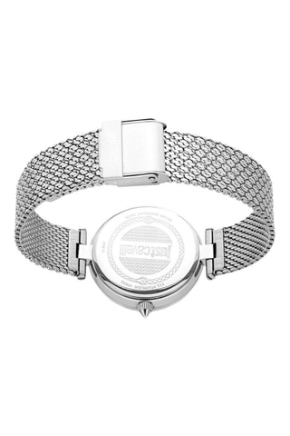 Stalen Quartz Horloge met Tsjechische Kristallen - Zilverkleurig en Marineblauw 