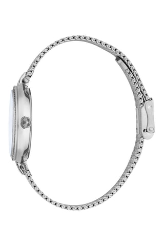 Stalen Quartz Horloge met Tsjechische Kristallen - Zilverkleurig en Marineblauw 