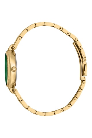 Stalen Quartz Horloge met Tsjechische Kristallen - Goudkleurig en Groen