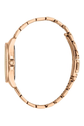 Stalen Quartz Horloge met Tsjechische Kristallen - Roségoudkleurig