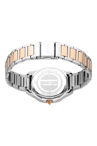 Stalen Quartz Horloge met Tsjechische Kristallen - Zilverkleurig en Roségoudkleurig