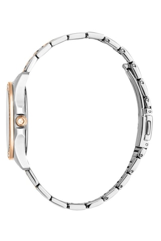 Stalen Quartz Horloge met Tsjechische Kristallen - Zilverkleurig en Roségoudkleurig