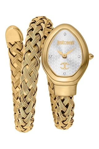 Stalen Quartz Horloge met Tsjechische Kristallen - Goudkleurig en Zilverkleurig