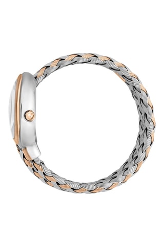 Stalen Quartz Horloge met Tsjechische Kristallen - Roségoudkleurig en Wit