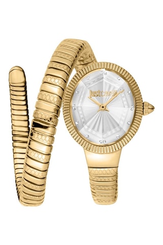 Stalen Quartz Horloge met Tsjechische Kristallen - Goudkleurig en Zilverkleurig