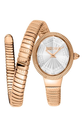 Stalen Quartz Horloge met Tsjechische Kristallen - Roségoudkleurig en Wit