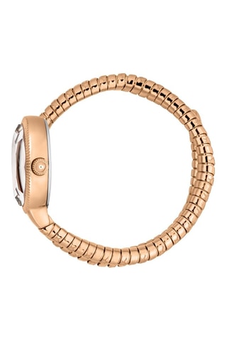 Stalen Quartz Horloge met Tsjechische Kristallen - Roségoudkleurig en Wit