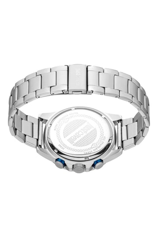 Relógio de quartzo em aço - Cronógrafo - Prateado e azul-escuro