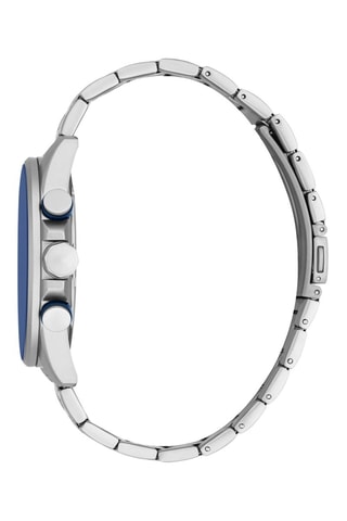 Relógio de quartzo em aço - Cronógrafo - Prateado e azul-escuro