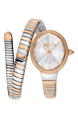 Stalen Quartz Horloge met Tsjechische Kristallen - Roségoudkleurig en Wit