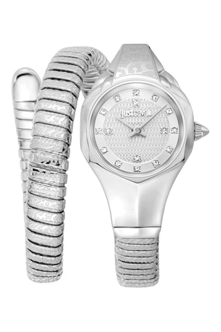 Stalen Quartz Horloge met Tsjechische Kristallen - Zilverkleurig