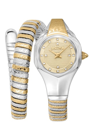 Stalen Quartz Horloge met Tsjechische Kristallen - Goudkleurig en Zilverkleurig