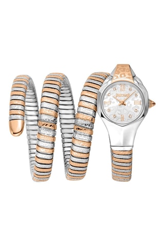 Stalen Quartz Horloge met Tsjechische Kristallen - Roségoudkleurig en Wit