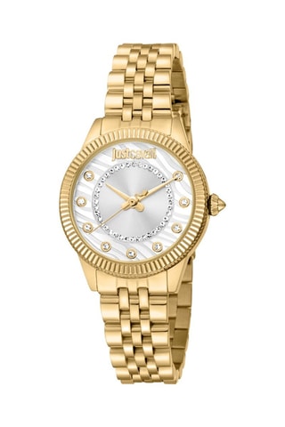 Stalen Quartz Horloge met Tsjechische Kristallen - Goudkleurig en Zilverkleurig