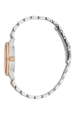 Stalen Quartz Horloge met Tsjechische Kristallen - Roségoudkleurig en Wit