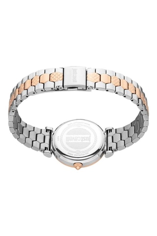 Stalen Quartz Horloge met Tsjechische Kristallen - Roségoudkleurig en Wit