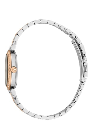 Stalen Quartz Horloge met Tsjechische Kristallen - Roségoudkleurig en Wit