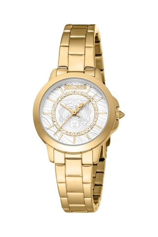 Stalen Quartz Horloge met Tsjechische Kristallen - Goudkleurig en Zilverkleurig