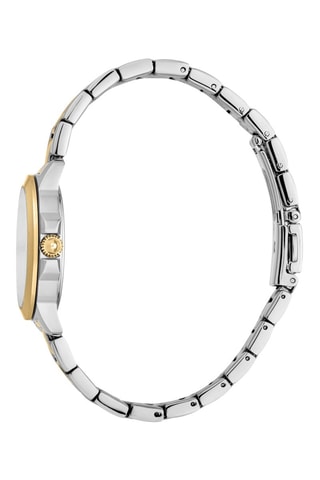 Stalen Quartz Horloge met Tsjechische Kristallen - Goudkleurig en Zilverkleurig