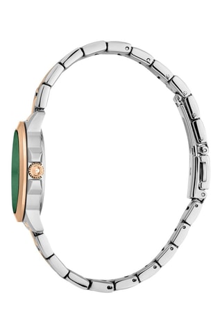 Stalen Quartz Horloge met Tsjechische Kristallen - Zilverkleurig en Roségoudkleurig