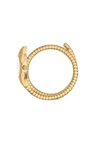 Stalen Quartz Horloge met Tsjechische Kristallen Fiore - Goudkleurig en Wit