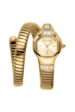 Stalen Quartz Horloge met Tsjechische Kristallen Brillante Snake - Goudkleurig