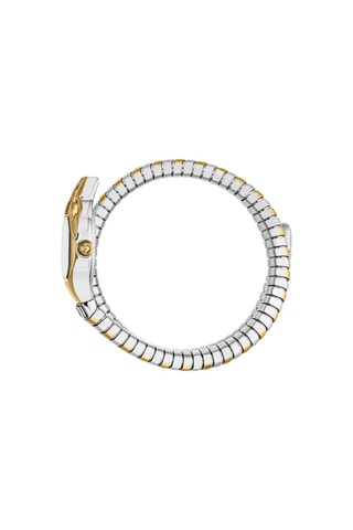 Stalen Quartz Horloge met Tsjechische Kristallen Brillante Snake - Goudkleurig en Zilverkleurig