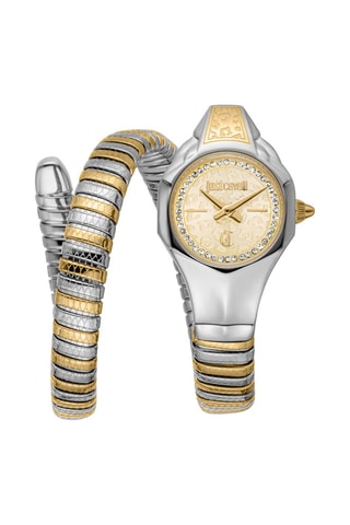 Stalen Quartz Horloge met Tsjechische Kristallen Fiore - Zilverkleurig en Goudkleurig