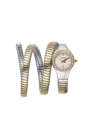 Stalen Quartz Horloge met Tsjechische Kristallen Vita - Zilverkleurig en Goudkleurig