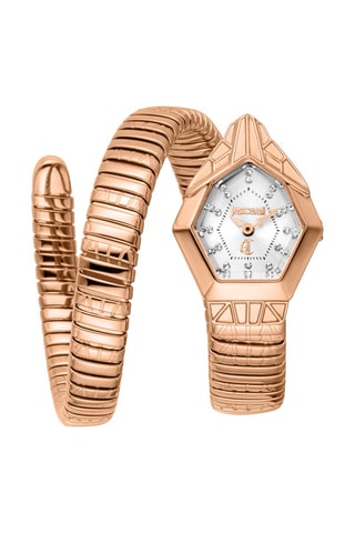 Stalen Quartz Horloge met Tsjechische Kristallen Gemma - Roségoudkleurig en Zilverkleurig