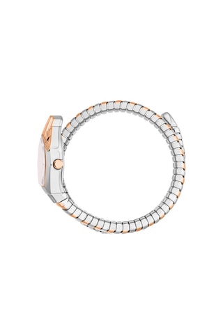 Stalen Quartz Horloge met Parelmoer en Tsjechische Kristallen Gemma - Roségoudkleurig en Zilverkleurig