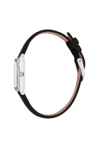 Leren Quartz Horloge met Tsjechische Kristallen Dolcezza - Zwart en Zilverkleurig