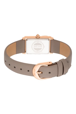 Leren Quartz Horloge met Tsjechische Kristallen Dolcezza - Grijs en Roségoudkleurig