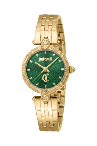 Stalen Quartz Horloge - Goudkleurig en Groen