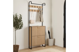 Vestiaire d'entrée 2 abattants Faustine - 63,5 x 23,5 x 180 cm