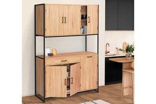 Vaisselier industriel 6 portes Memphis - Imitation bois et noir