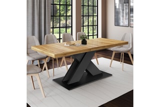 Table à manger extensible Alexia - Imitation bois et noir