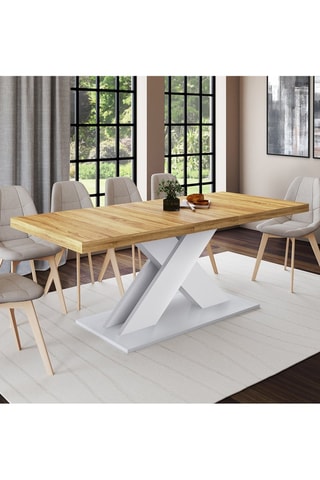 Table à manger extensible Alexia - Imitation bois et blanc