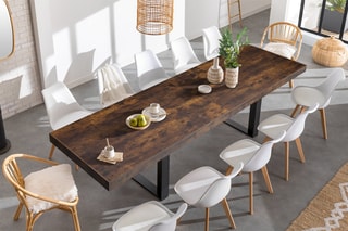 Table repas extensible Brixton - Imitation bois et noir