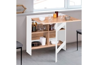 Table console pliable Edi - Imitation bois et blanc