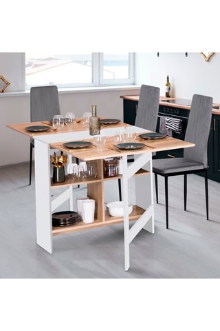 Table console pliable Edi - Imitation bois et blanc